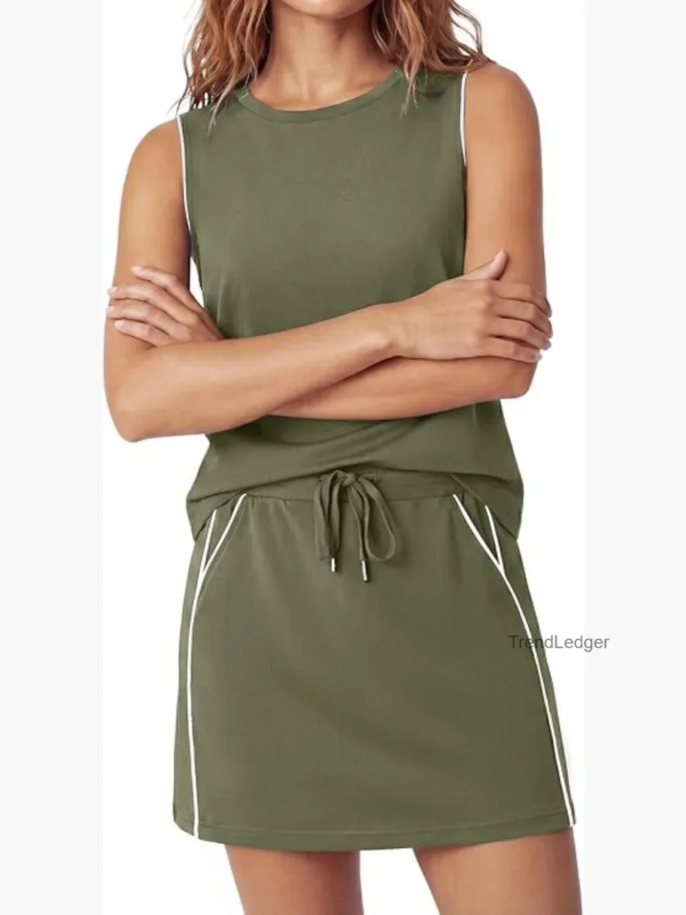 Two Piece Skirt Set Sleeveless Tank Top and Skort Athletic Matching Set